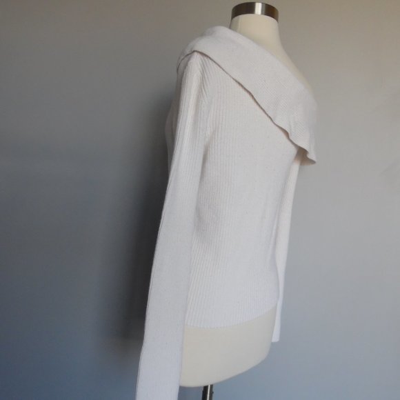 Theory Prosecco One-shoulder Ribbed Fold over Sweater - Picture 7 of 16